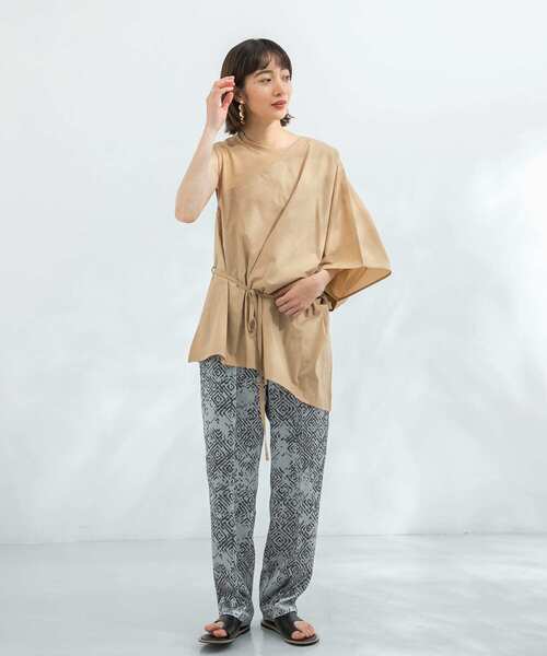 KBF(ケイビーエフ)の「ジャガードイージーパンツ(その他パンツ・レディース・オフホワイト/グレー系その他/ブラック・ONE)」の4枚目の写真