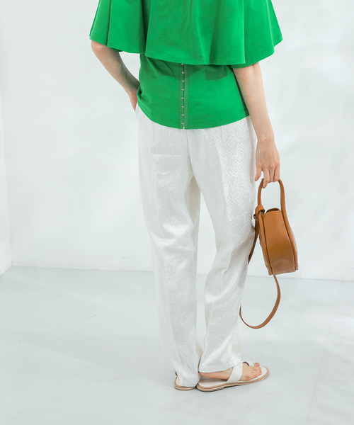 KBF(ケイビーエフ)の「ジャガードイージーパンツ(その他パンツ・レディース・オフホワイト/グレー系その他/ブラック・ONE)」の10枚目の写真