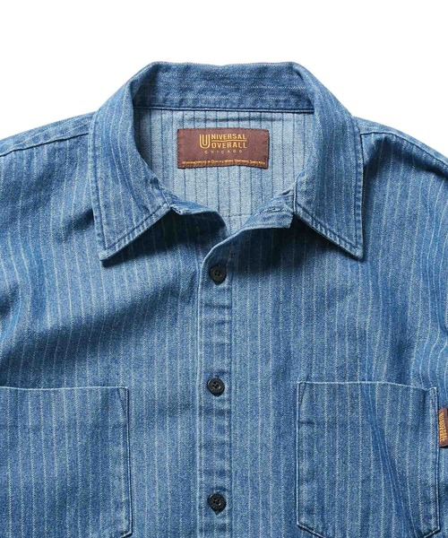 UNIVERSAL OVERALL(ユニバーサルオーバーオール)の「【UNIVERSAL OVERALL 別注】DENIM BIG SHIRT/UNISEX(シャツ/ブラウス・メンズ・ブラック/ネイビー・M/L/XL)」の12枚目の写真