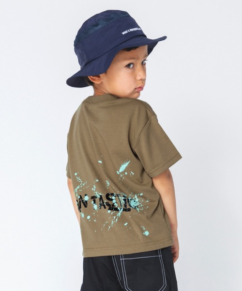 RADCHAP(ラッドチャップ)の「【RADCHAPプチプラ】ステンシルロゴ&ペイントTシャツ(Tシャツ/カットソー・キッズ・キャメル/オフホワイト・110cm/90cm/130cm/140cm/150cm/100cm/120cm)」の2枚目の写真