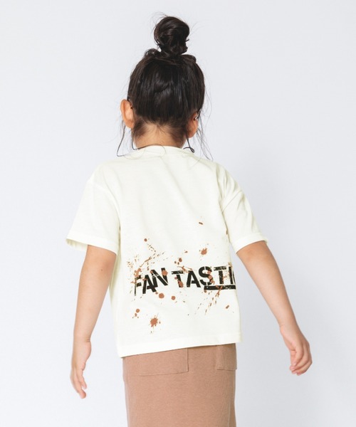 RADCHAP(ラッドチャップ)の「【RADCHAPプチプラ】ステンシルロゴ&ペイントTシャツ(Tシャツ/カットソー・キッズ・キャメル/オフホワイト・110cm/90cm/130cm/140cm/150cm/100cm/120cm)」の1枚目の写真