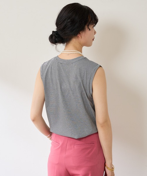 SHENERY(シーナリー)の「ボーダーノースリーブカットソー(Tシャツ/カットソー・レディース・ブラック/ピンク/ブルー/グリーン・FREE)」の16枚目の写真