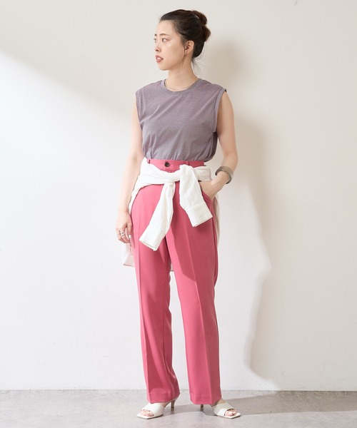 SHENERY(シーナリー)の「ボーダーノースリーブカットソー(Tシャツ/カットソー・レディース・ブラック/ピンク/ブルー/グリーン・FREE)」の7枚目の写真