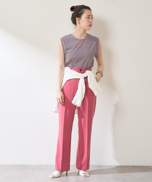 SHENERY(シーナリー)の「ボーダーノースリーブカットソー(Tシャツ/カットソー・レディース・ブラック/ピンク/ブルー/グリーン・FREE)」の14枚目の写真