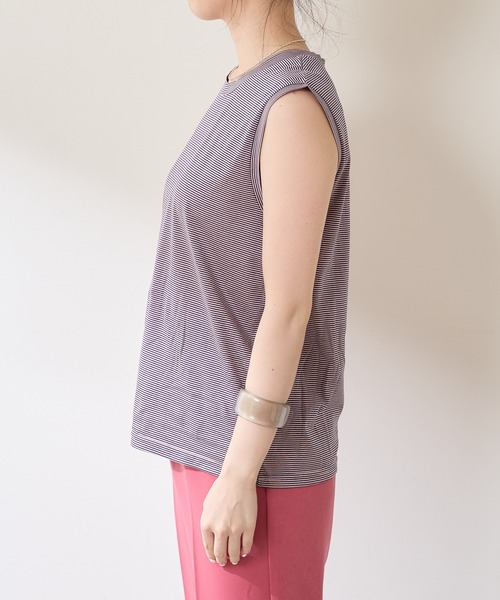 SHENERY(シーナリー)の「ボーダーノースリーブカットソー(Tシャツ/カットソー・レディース・ブラック/ピンク/ブルー/グリーン・FREE)」の15枚目の写真