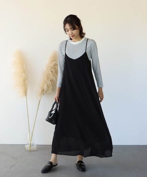 BLUEEAST（ブルーイースト）の「長袖リブボーダートップス（Tシャツ/カットソー・レディース・ホワイト/ブラック/ブラウン/ベージュ/カーキ・MEDIUM）」の2枚目の写真