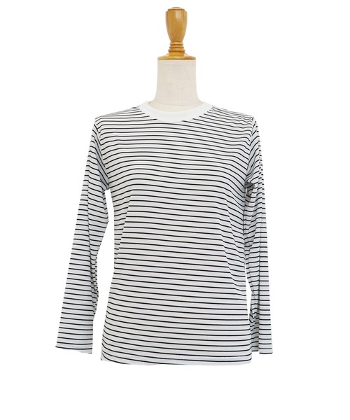 BLUEEAST（ブルーイースト）の「長袖リブボーダートップス（Tシャツ/カットソー・レディース・ホワイト/ブラック/ブラウン/ベージュ/カーキ・MEDIUM）」の22枚目の写真