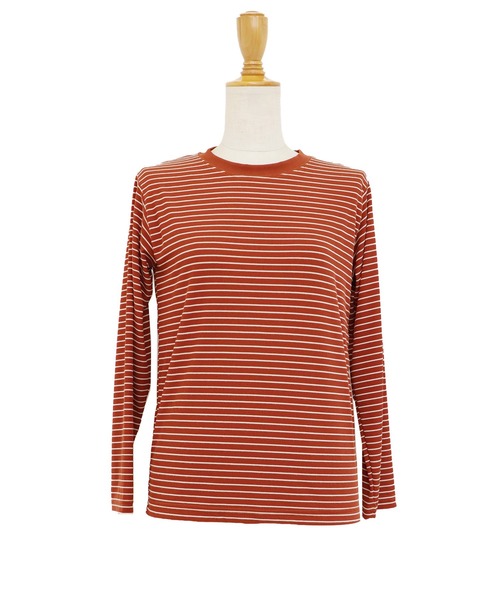 BLUEEAST（ブルーイースト）の「長袖リブボーダートップス（Tシャツ/カットソー・レディース・ホワイト/ブラック/ブラウン/ベージュ/カーキ・MEDIUM）」の20枚目の写真