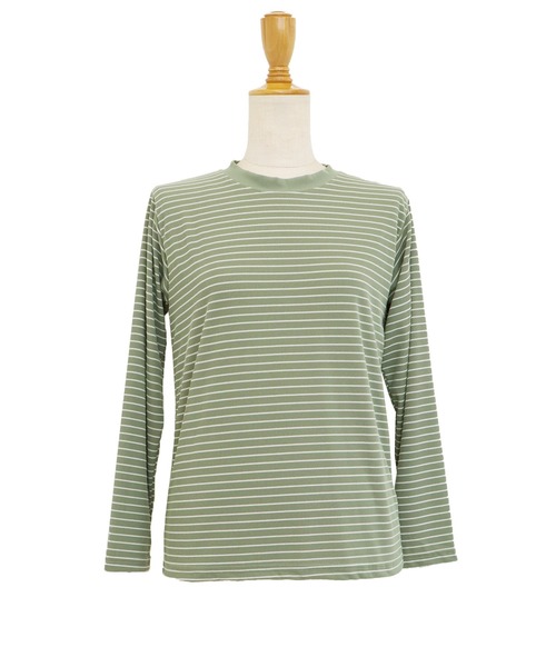 BLUEEAST（ブルーイースト）の「長袖リブボーダートップス（Tシャツ/カットソー・レディース・ホワイト/ブラック/ブラウン/ベージュ/カーキ・MEDIUM）」の18枚目の写真