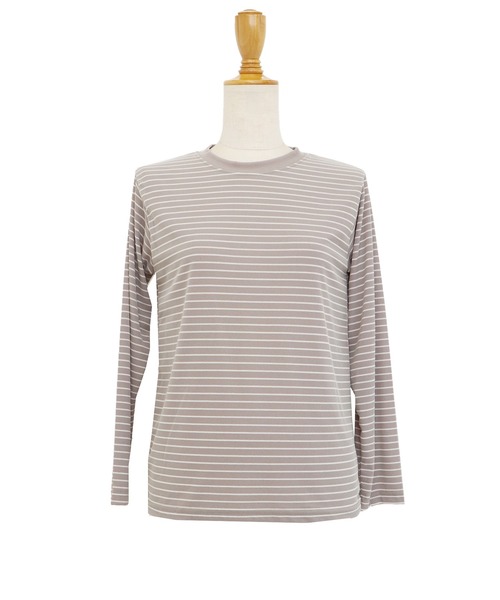 BLUEEAST（ブルーイースト）の「長袖リブボーダートップス（Tシャツ/カットソー・レディース・ホワイト/ブラック/ブラウン/ベージュ/カーキ・MEDIUM）」の19枚目の写真