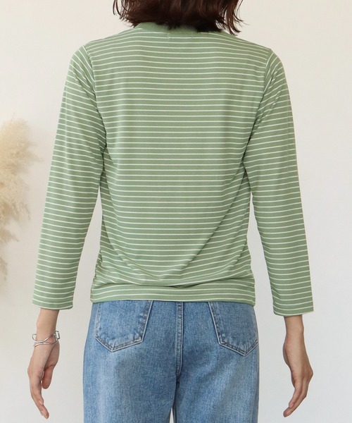 BLUEEAST（ブルーイースト）の「長袖リブボーダートップス（Tシャツ/カットソー・レディース・ホワイト/ブラック/ブラウン/ベージュ/カーキ・MEDIUM）」の15枚目の写真