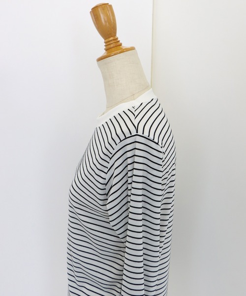 BLUEEAST（ブルーイースト）の「長袖リブボーダートップス（Tシャツ/カットソー・レディース・ホワイト/ブラック/ブラウン/ベージュ/カーキ・MEDIUM）」の12枚目の写真