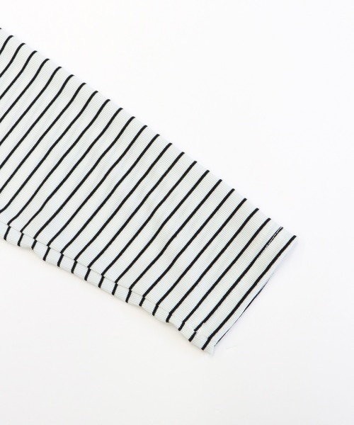 BLUEEAST（ブルーイースト）の「長袖リブボーダートップス（Tシャツ/カットソー・レディース・ホワイト/ブラック/ブラウン/ベージュ/カーキ・MEDIUM）」の10枚目の写真