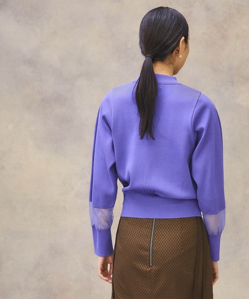 PUBLIC TOKYO（パブリックトウキョウ）の「3シーズンボリュームスリーブシアーニット /ウォッシャブル（ニット/セーター・レディース・パープル/ブラウン/アイボリー・FREE）」の21枚目の写真