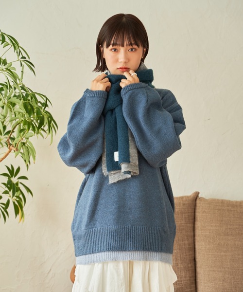 SENSION（センション）の「layered hairy knit（ニット/セーター・メンズ・ダークグリーン/オフホワイト/ダークブルー・FREE）」の16枚目の写真