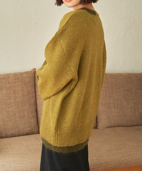 SENSION（センション）の「layered hairy knit（ニット/セーター・メンズ・ダークグリーン/オフホワイト/ダークブルー・FREE）」の7枚目の写真