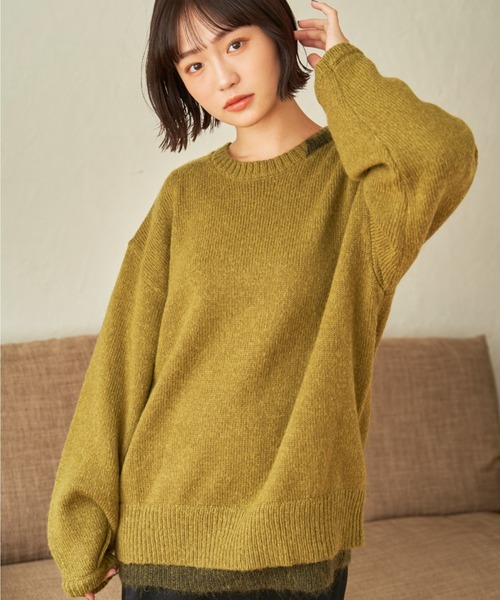 SENSION（センション）の「layered hairy knit（ニット/セーター・メンズ・ダークグリーン/オフホワイト/ダークブルー・FREE）」の5枚目の写真