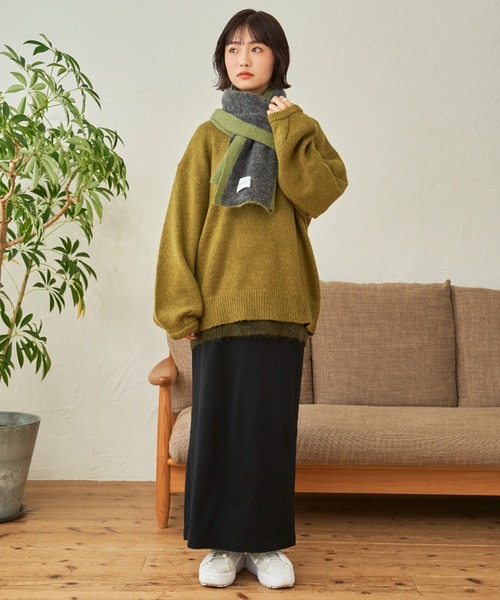 SENSION（センション）の「layered hairy knit（ニット/セーター・メンズ・ダークグリーン/オフホワイト/ダークブルー・FREE）」の8枚目の写真