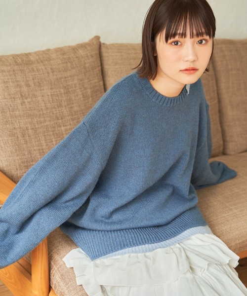 SENSION（センション）の「layered hairy knit（ニット/セーター・メンズ・ダークグリーン/オフホワイト/ダークブルー・FREE）」の15枚目の写真