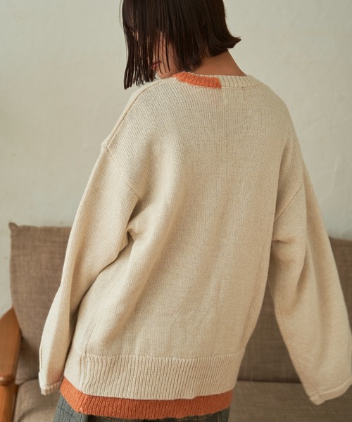 SENSION（センション）の「layered hairy knit（ニット/セーター・メンズ・ダークグリーン/オフホワイト/ダークブルー・FREE）」の22枚目の写真
