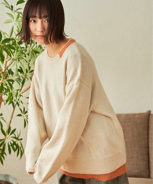 SENSION（センション）の「layered hairy knit（ニット/セーター・メンズ・ダークグリーン/オフホワイト/ダークブルー・FREE）」の17枚目の写真