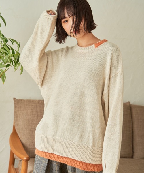 SENSION（センション）の「layered hairy knit（ニット/セーター・メンズ・ダークグリーン/オフホワイト/ダークブルー・FREE）」の18枚目の写真