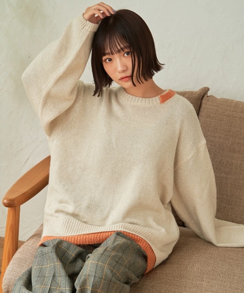 SENSION（センション）の「layered hairy knit（ニット/セーター・メンズ・ダークグリーン/オフホワイト/ダークブルー・FREE）」の21枚目の写真