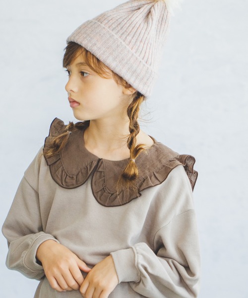 pairmanon（ペアマノン）の「【万能スウェット】フリルセーラーカラースウェット ガールズ（スウェット・キッズ・ピンク/モカ/ブラック/グレイッシュベージュ/アイボリー・150/100/140/90/120/110/130）」の5枚目の写真