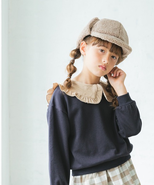 pairmanon（ペアマノン）の「【万能スウェット】フリルセーラーカラースウェット ガールズ（スウェット・キッズ・ピンク/モカ/ブラック/グレイッシュベージュ/アイボリー・150/100/140/90/120/110/130）」の3枚目の写真