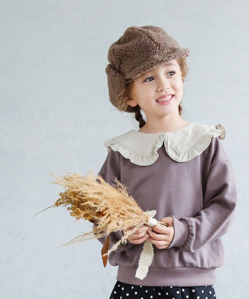 pairmanon（ペアマノン）の「【万能スウェット】フリルセーラーカラースウェット ガールズ（スウェット・キッズ・ピンク/モカ/ブラック/グレイッシュベージュ/アイボリー・150/100/140/90/120/110/130）」の4枚目の写真