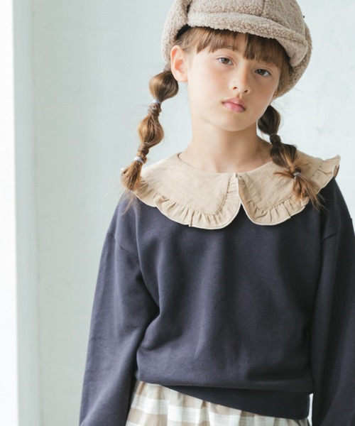 pairmanon（ペアマノン）の「【万能スウェット】フリルセーラーカラースウェット ガールズ（スウェット・キッズ・ピンク/モカ/ブラック/グレイッシュベージュ/アイボリー・150/100/140/90/120/110/130）」の19枚目の写真