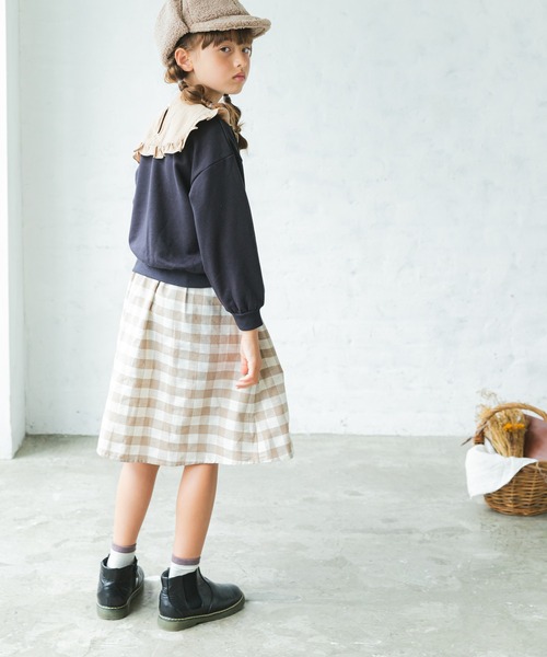 pairmanon（ペアマノン）の「【万能スウェット】フリルセーラーカラースウェット ガールズ（スウェット・キッズ・ピンク/モカ/ブラック/グレイッシュベージュ/アイボリー・150/100/140/90/120/110/130）」の18枚目の写真