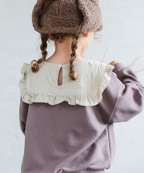 pairmanon（ペアマノン）の「【万能スウェット】フリルセーラーカラースウェット ガールズ（スウェット・キッズ・ピンク/モカ/ブラック/グレイッシュベージュ/アイボリー・150/100/140/90/120/110/130）」の11枚目の写真