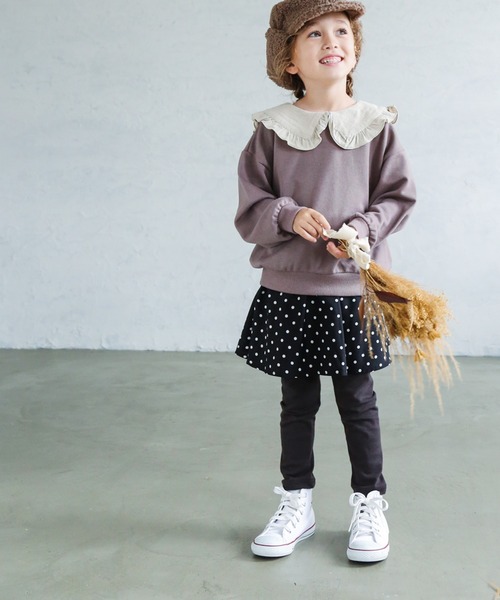 pairmanon（ペアマノン）の「【万能スウェット】フリルセーラーカラースウェット ガールズ（スウェット・キッズ・ピンク/モカ/ブラック/グレイッシュベージュ/アイボリー・150/100/140/90/120/110/130）」の7枚目の写真