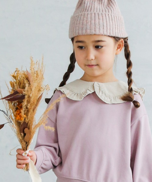 pairmanon（ペアマノン）の「【万能スウェット】フリルセーラーカラースウェット ガールズ（スウェット・キッズ・ピンク/モカ/ブラック/グレイッシュベージュ/アイボリー・150/100/140/90/120/110/130）」の17枚目の写真