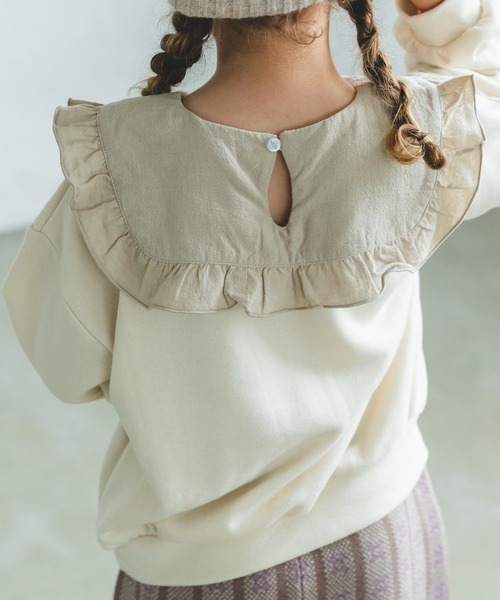 pairmanon（ペアマノン）の「【万能スウェット】フリルセーラーカラースウェット ガールズ（スウェット・キッズ・ピンク/モカ/ブラック/グレイッシュベージュ/アイボリー・150/100/140/90/120/110/130）」の21枚目の写真