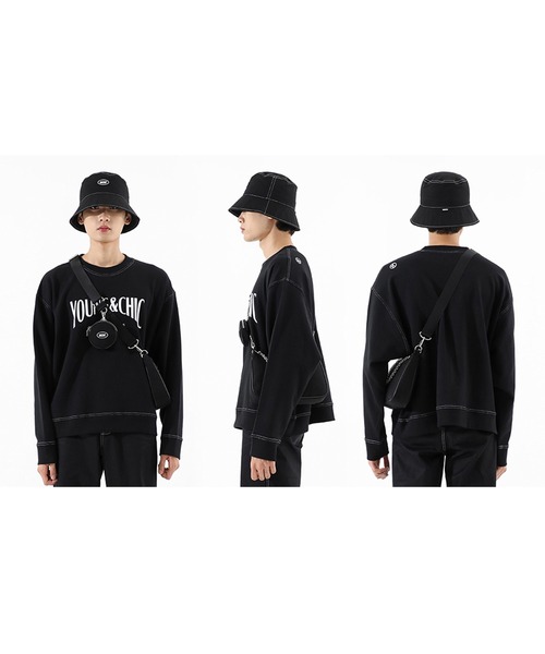 BASIC COTTON(ベーシックコットン)の「A'GEM/9 × .kom『BASIC COTTON/ベーシックコットン』BCN Bucket Hat/ロゴステッチ バケットハット(ハット・レディース・ブラック/A/B・FREE)」の8枚目の写真