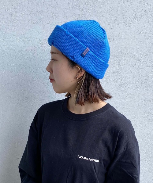 TESTIFY(テスティファイ)の「【TESTIFY/テスティファイ】【親子】ダメージ加工ニット帽/Damage Watch(ニットキャップ/ビーニー・メンズ・アイボリー/ブルー/ブラック/オレンジ・58.5)」の3枚目の写真