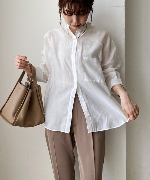 CAPRICIEUX LE'MAGE（カプリシューレマージュ）の「バックフリル長袖シャツ（シャツ/ブラウス・レディース・ピンク/ホワイト/グリーン/ブラック・FREE）」の2枚目の写真