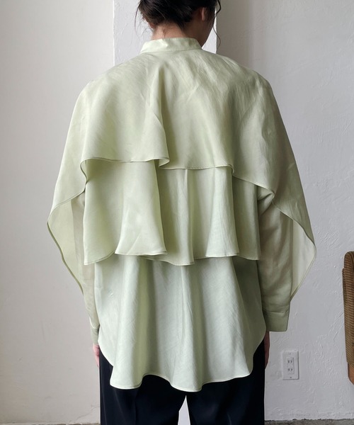 CAPRICIEUX LE'MAGE（カプリシューレマージュ）の「バックフリル長袖シャツ（シャツ/ブラウス・レディース・ピンク/ホワイト/グリーン/ブラック・FREE）」の7枚目の写真