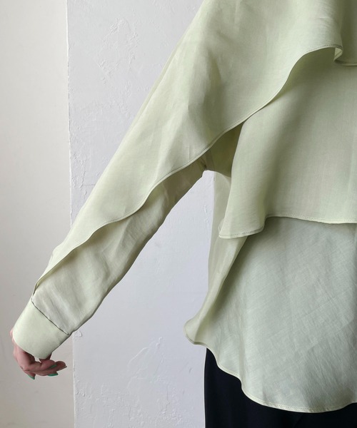 CAPRICIEUX LE'MAGE（カプリシューレマージュ）の「バックフリル長袖シャツ（シャツ/ブラウス・レディース・ピンク/ホワイト/グリーン/ブラック・FREE）」の12枚目の写真