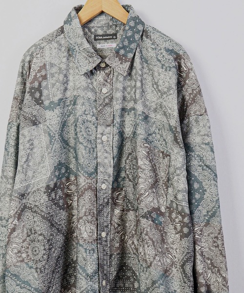 CIAO（チャオ）の「ciao 日本製 バルーンスリーブ ルーズレギュラーシャツ　長袖（シャツ/ブラウス・メンズ・ホワイト/ブラック/ダークグリーン/ネイビー/サックスブルー/ブルー/グリーン/ブラック系その他/ブルー系その他/ブラック系その他2/ブラック系その他3/ブルー系その他2/ベージュ系その他/グレー/ブルー系その他3/ベージュ/ブルー系その他5/ブラック系その他4/ブルー系その他4/ブルー系その他6/ブルー系1/チャコール/ベージュ系その他2/ブラック系その他6/グリーン系その他/ブルー系/グレー系その他/ベージュ系その他3/ブラック系その他5/グレイッシュブルー/ブルー系その他7・M/L）」の4枚目の写真