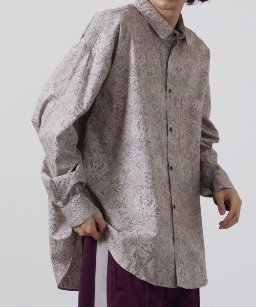 CIAO（チャオ）の「ciao 日本製 バルーンスリーブ ルーズレギュラーシャツ　長袖（シャツ/ブラウス・メンズ・ホワイト/ブラック/ダークグリーン/ネイビー/サックスブルー/ブルー/グリーン/ブラック系その他/ブルー系その他/ブラック系その他2/ブラック系その他3/ブルー系その他2/ベージュ系その他/グレー/ブルー系その他3/ベージュ/ブルー系その他5/ブラック系その他4/ブルー系その他4/ブルー系その他6/ブルー系1/チャコール/ベージュ系その他2/ブラック系その他6/グリーン系その他/ブルー系/グレー系その他/ベージュ系その他3/ブラック系その他5/グレイッシュブルー/ブルー系その他7・M/L）」の10枚目の写真