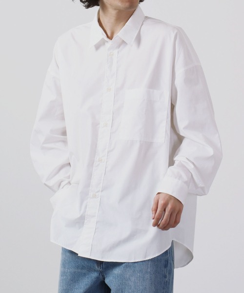 CIAO（チャオ）の「ciao 日本製 バルーンスリーブ ルーズレギュラーシャツ　長袖（シャツ/ブラウス・メンズ・ホワイト/ブラック/ダークグリーン/ネイビー/サックスブルー/ブルー/グリーン/ブラック系その他/ブルー系その他/ブラック系その他2/ブラック系その他3/ブルー系その他2/ベージュ系その他/グレー/ブルー系その他3/ベージュ/ブルー系その他5/ブラック系その他4/ブルー系その他4/ブルー系その他6/ブルー系1/チャコール/ベージュ系その他2/ブラック系その他6/グリーン系その他/ブルー系/グレー系その他/ベージュ系その他3/ブラック系その他5/グレイッシュブルー/ブルー系その他7・M/L）」の2枚目の写真