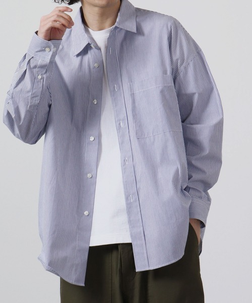 CIAO（チャオ）の「ciao 日本製 バルーンスリーブ ルーズレギュラーシャツ　長袖（シャツ/ブラウス・メンズ・ホワイト/ブラック/ダークグリーン/ネイビー/サックスブルー/ブルー/グリーン/ブラック系その他/ブルー系その他/ブラック系その他2/ブラック系その他3/ブルー系その他2/ベージュ系その他/グレー/ブルー系その他3/ベージュ/ブルー系その他5/ブラック系その他4/ブルー系その他4/ブルー系その他6/ブルー系1/チャコール/ベージュ系その他2/ブラック系その他6/グリーン系その他/ブルー系/グレー系その他/ベージュ系その他3/ブラック系その他5/グレイッシュブルー/ブルー系その他7・M/L）」の22枚目の写真