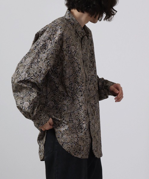 CIAO（チャオ）の「ciao 日本製 バルーンスリーブ ルーズレギュラーシャツ　長袖（シャツ/ブラウス・メンズ・ホワイト/ブラック/ダークグリーン/ネイビー/サックスブルー/ブルー/グリーン/ブラック系その他/ブルー系その他/ブラック系その他2/ブラック系その他3/ブルー系その他2/ベージュ系その他/グレー/ブルー系その他3/ベージュ/ブルー系その他5/ブラック系その他4/ブルー系その他4/ブルー系その他6/ブルー系1/チャコール/ベージュ系その他2/ブラック系その他6/グリーン系その他/ブルー系/グレー系その他/ベージュ系その他3/ブラック系その他5/グレイッシュブルー/ブルー系その他7・M/L）」の6枚目の写真