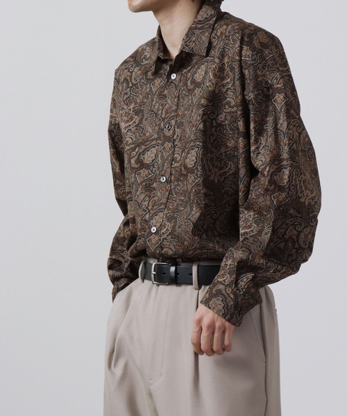 CIAO（チャオ）の「ciao 日本製 バルーンスリーブ ルーズレギュラーシャツ　長袖（シャツ/ブラウス・メンズ・ホワイト/ブラック/ダークグリーン/ネイビー/サックスブルー/ブルー/グリーン/ブラック系その他/ブルー系その他/ブラック系その他2/ブラック系その他3/ブルー系その他2/ベージュ系その他/グレー/ブルー系その他3/ベージュ/ブルー系その他5/ブラック系その他4/ブルー系その他4/ブルー系その他6/ブルー系1/チャコール/ベージュ系その他2/ブラック系その他6/グリーン系その他/ブルー系/グレー系その他/ベージュ系その他3/ブラック系その他5/グレイッシュブルー/ブルー系その他7・M/L）」の7枚目の写真