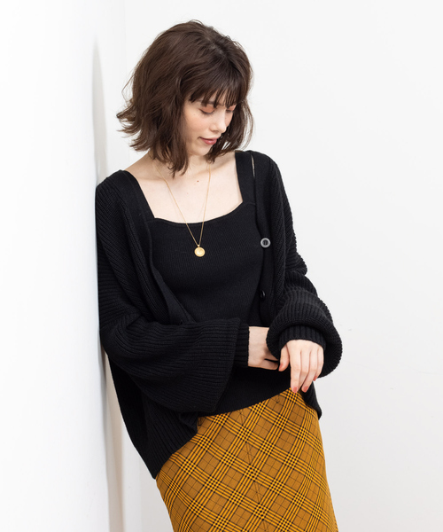 Rouge vif Anna（ルージュヴィフアンナ）の「W混アンサンブルニット（ニット/セーター・レディース・ブラック/モカ/サックスブルー/ラベンダー・フリー）」の2枚目の写真