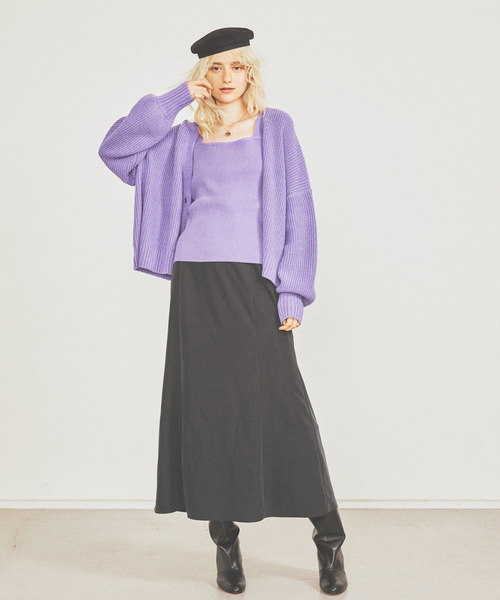 Rouge vif Anna（ルージュヴィフアンナ）の「W混アンサンブルニット（ニット/セーター・レディース・ブラック/モカ/サックスブルー/ラベンダー・フリー）」の6枚目の写真