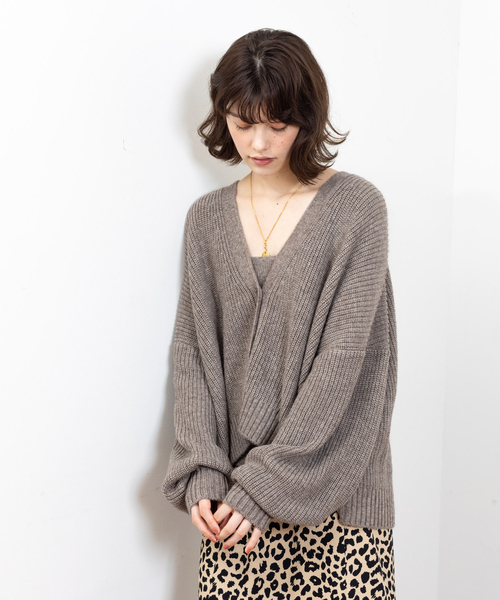 Rouge vif Anna（ルージュヴィフアンナ）の「W混アンサンブルニット（ニット/セーター・レディース・ブラック/モカ/サックスブルー/ラベンダー・フリー）」の9枚目の写真